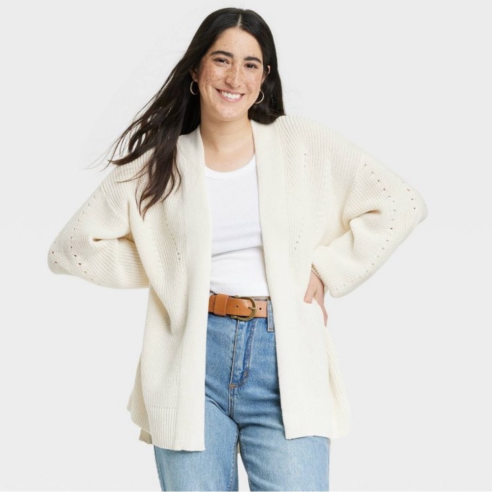 NWOT Universal Thread Cream Open-Front Cardigan